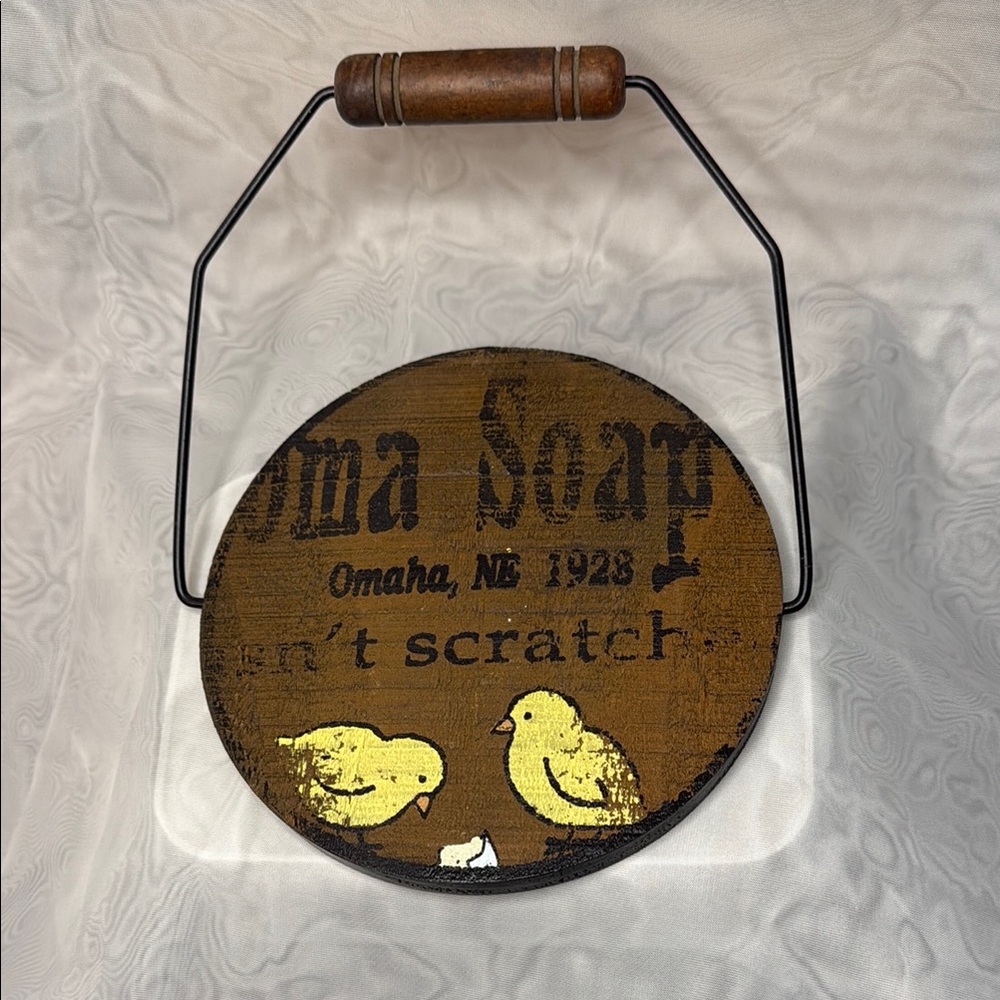 Vintage Style Sign - Omaha Soap w/Chicks
